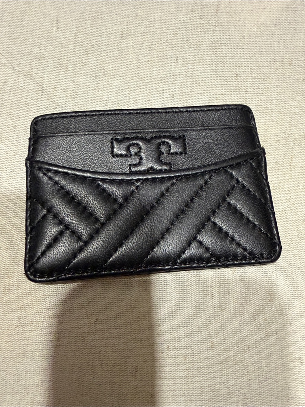Tory Burch Black Quilted Leather Card Holder